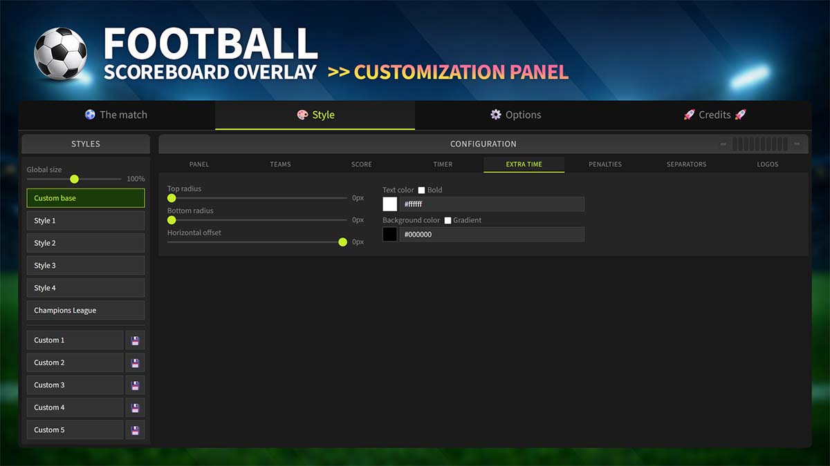 Football Scoreboard Overlay – Extra Time Settings Football scoreboard overlay extra time settings