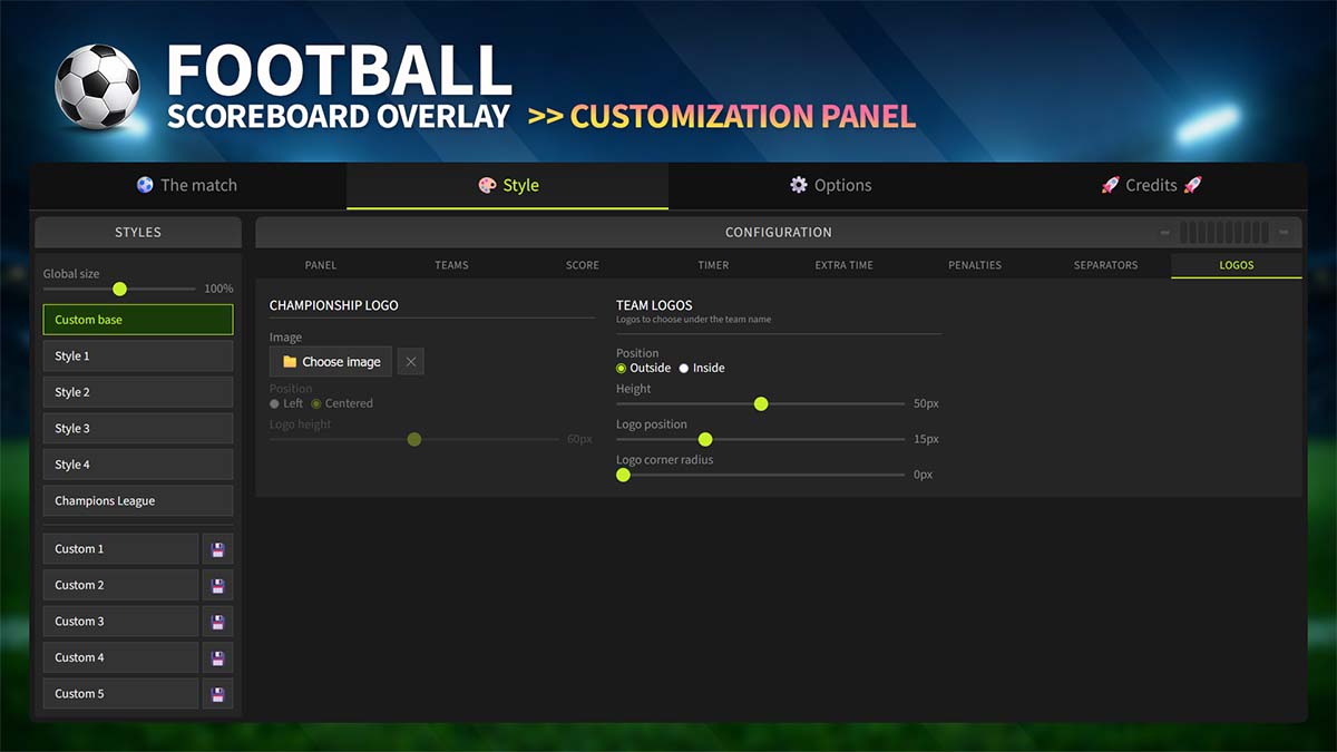 Football Scoreboard Overlay – Logo Customization Football scoreboard overlay logo customization settings