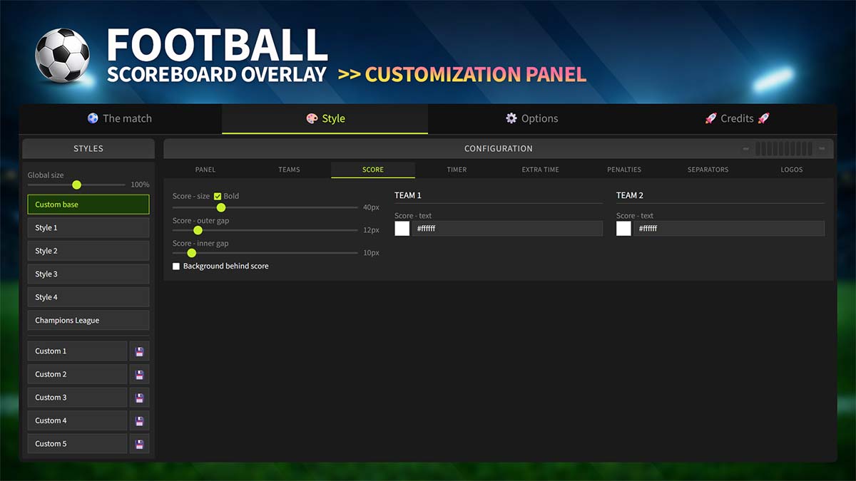 Football Scoreboard Overlay – Score Customization Football scoreboard overlay score customization settings