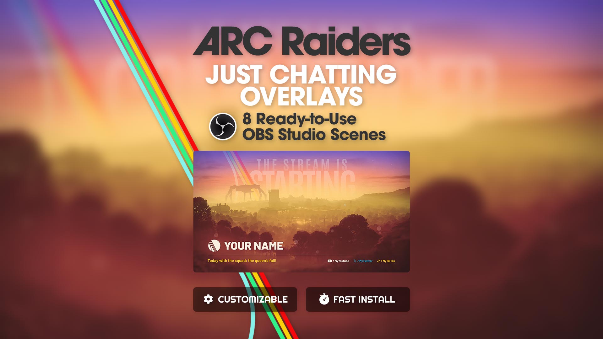Arc Raiders Twitch Just Chatting Overlay for OBS Studio – Ready-to-Use Custom Scene Pack