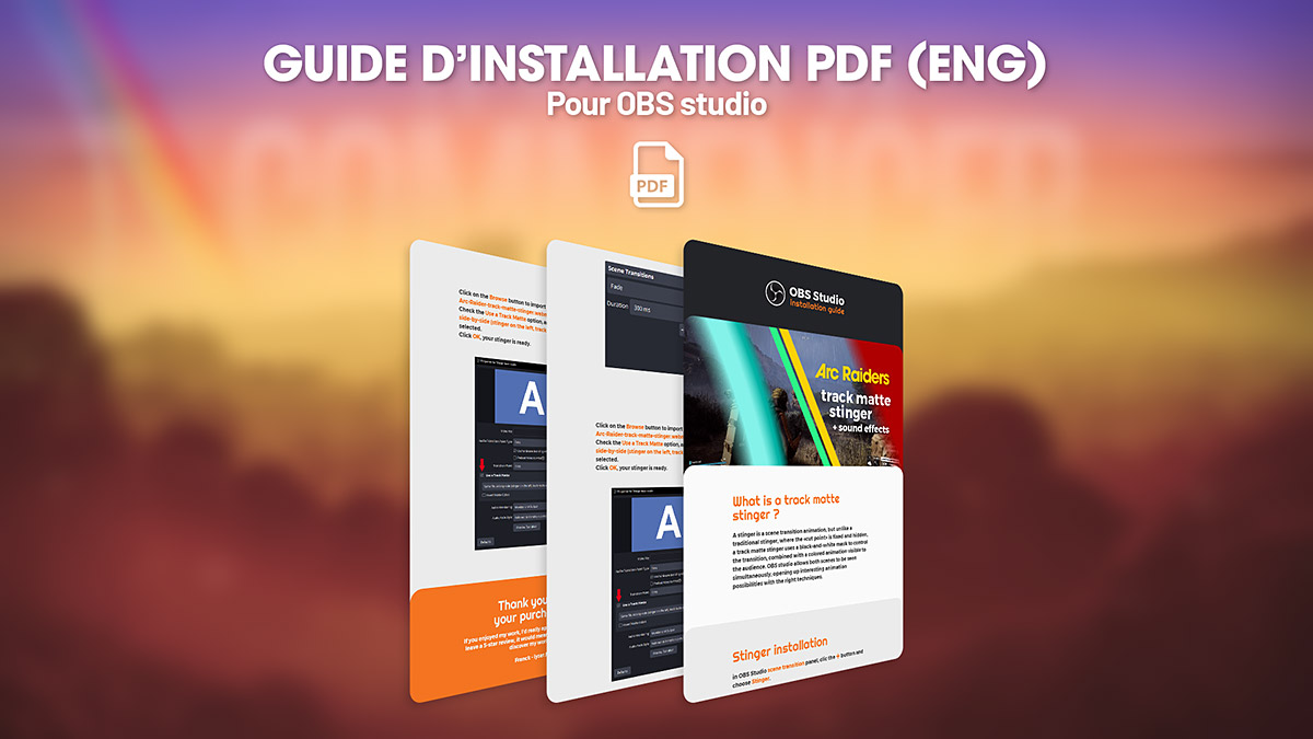 Guide d’installation stinger track matte Arc Raiders OBS Studio – PDF en anglais