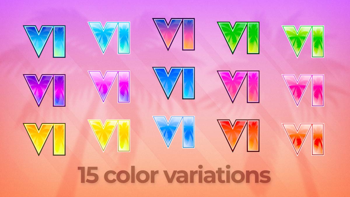 GTA 6-themed Track Matte Stinger color variations for OBS Studio